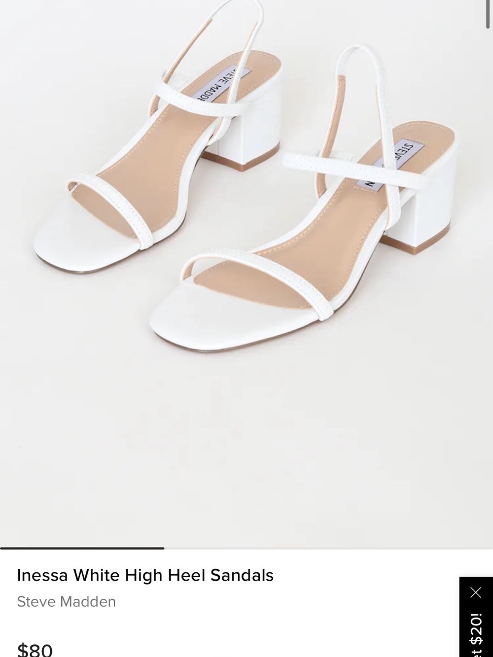 Steve Madden White Slingback Block Heel Sandals new without box